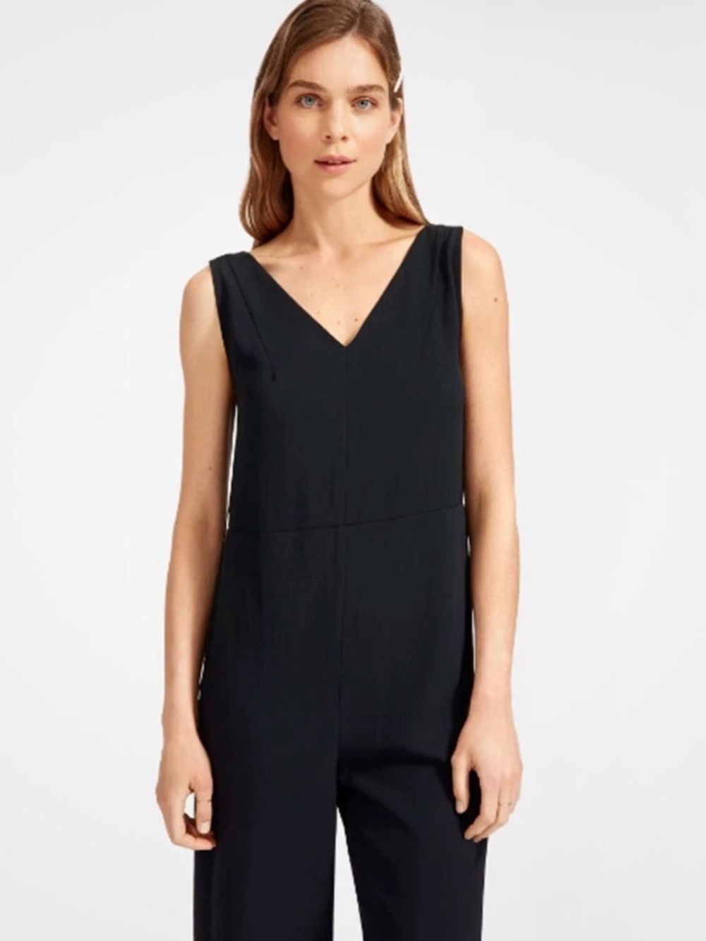 Everlane Black V-Neck Sleeveless Jumpsuit - Picture 2 of 11